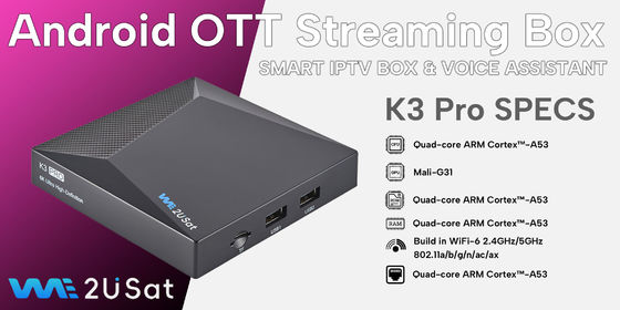 ODM K3 Pro Android IPTV Box Réseau Boîte de diffusion en continu OTT Pour la vie